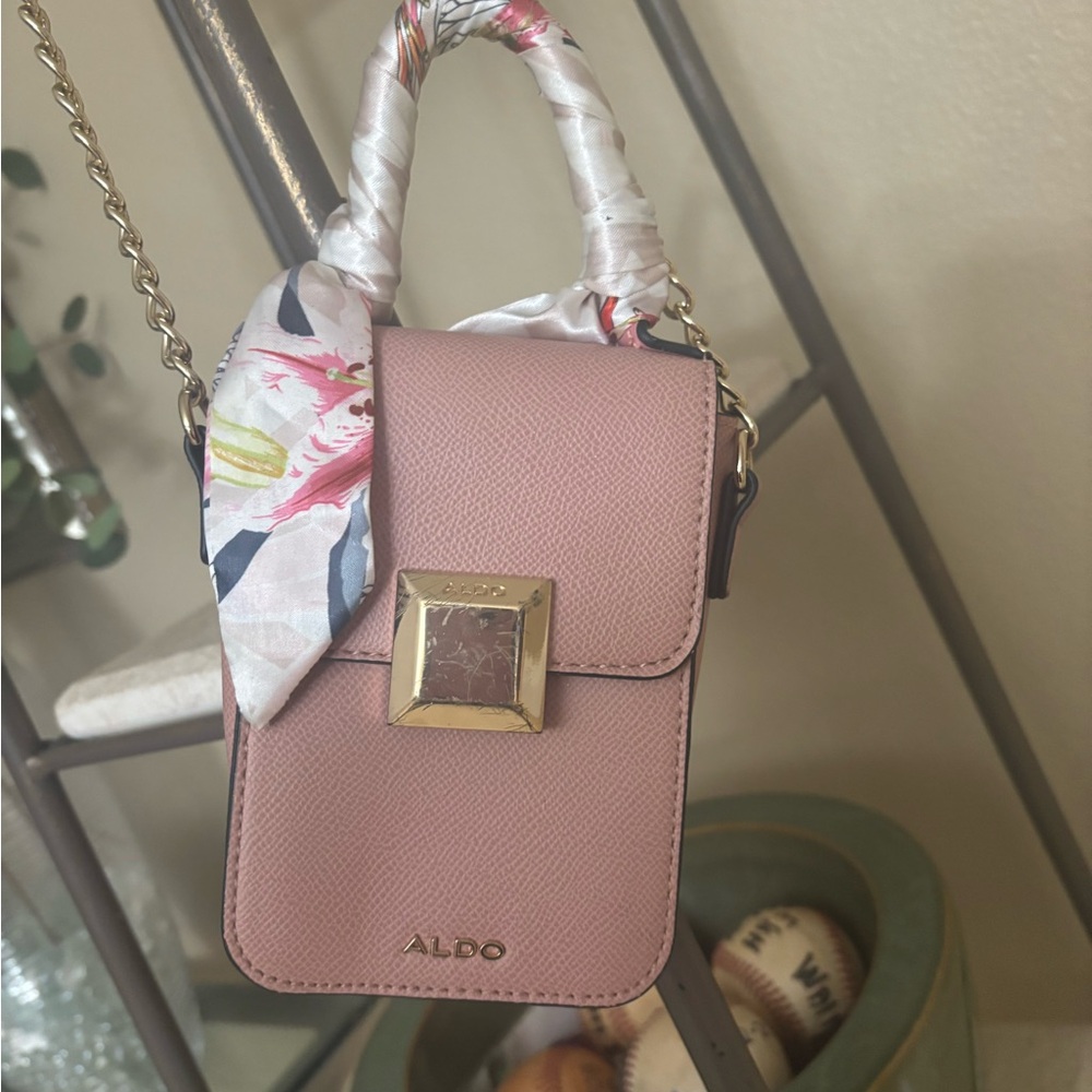 Aldo Pink Crossbody Bag with Scarf Detail